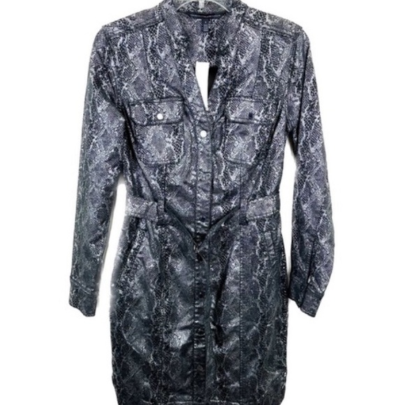 NWT WHITE HOUSE BLACK MARKET SNAKE PRINT METALLIC SHIRT DRESS  SIZE 6  NWT - Picture 5 of 6